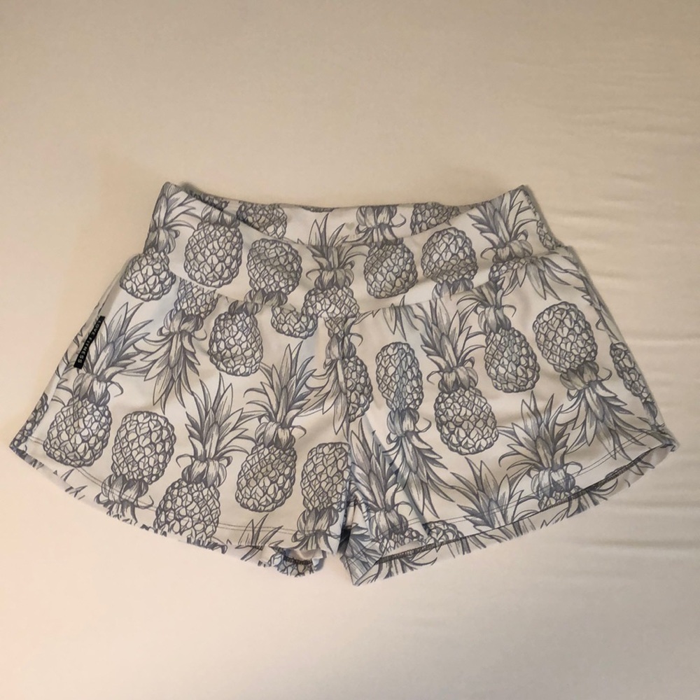 Love Fitness White & Grey Pineapple Shorts